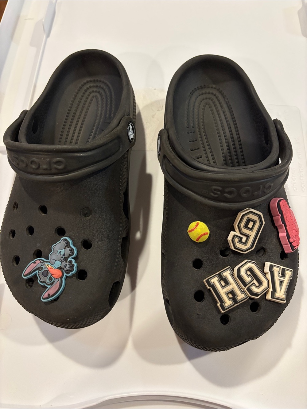 Kids Black Clog Shoes with Fun Charms Size 3 Like New